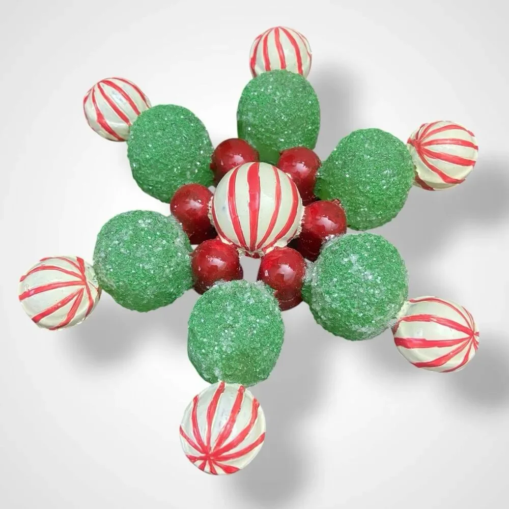 3 Vintage Christmas Ornaments Lot Lollipop Snowman Bear Snowflake Candy Novelty